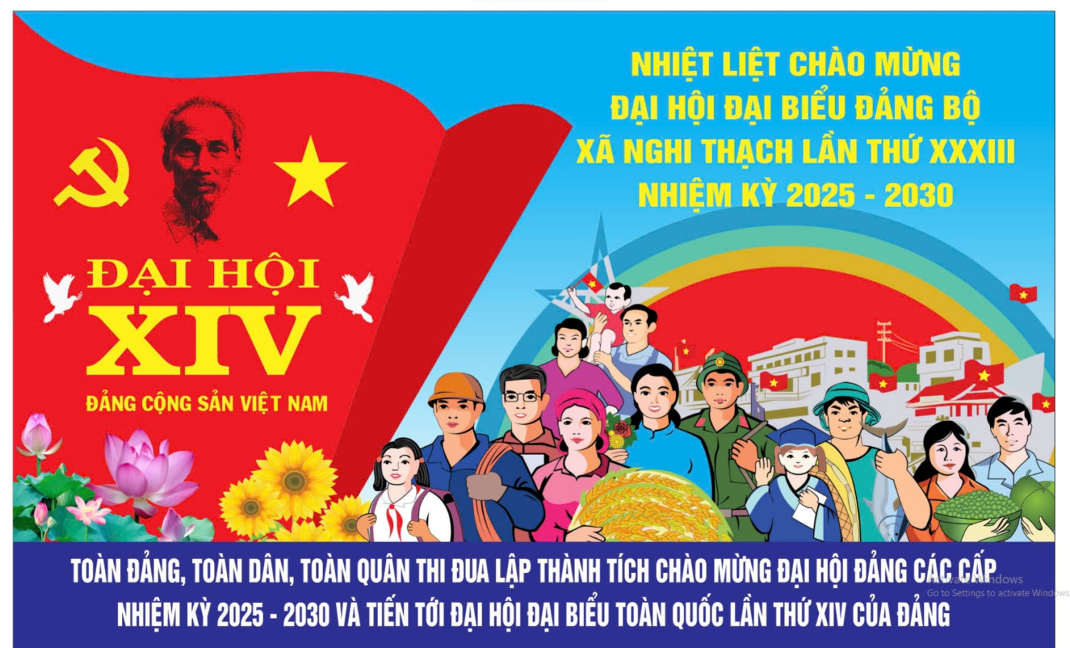 NHIỆT LIỆT CHÀO MỪNG ĐẠI HỘI ĐẠI BIỂU ĐẢNG BỘ XÃ NGHI THẠCH NHIỆM KỲ 2025 - 2030
